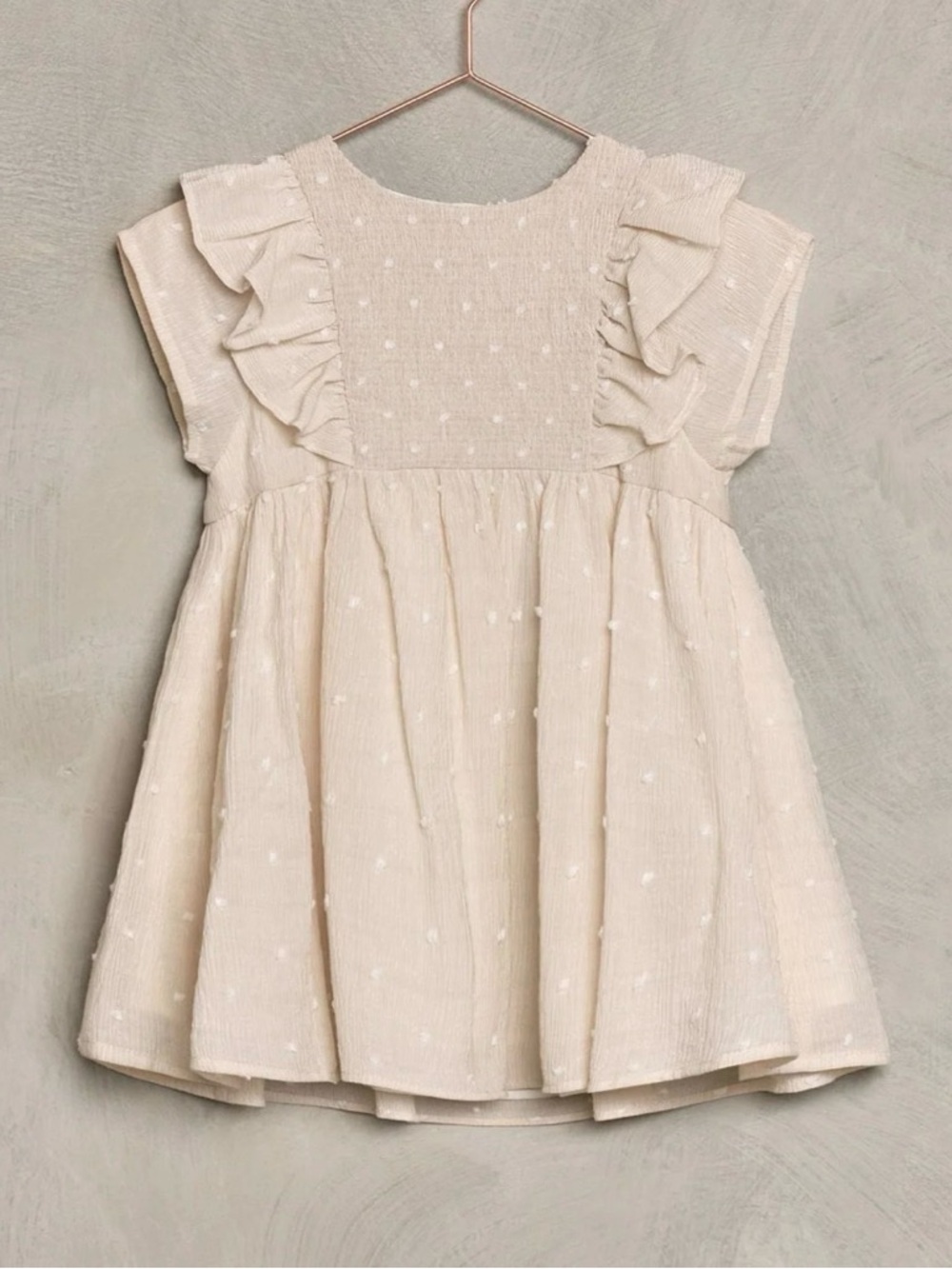 Noralee Blythe dress girls 2 natural smocked Swiss dot gauzy ruffled dress